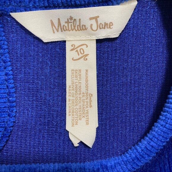 Matilda Jane Girls Heart to Heart Clara Dress | 10 | Blue Velour | Tulle Hem - Picture 3 of 6